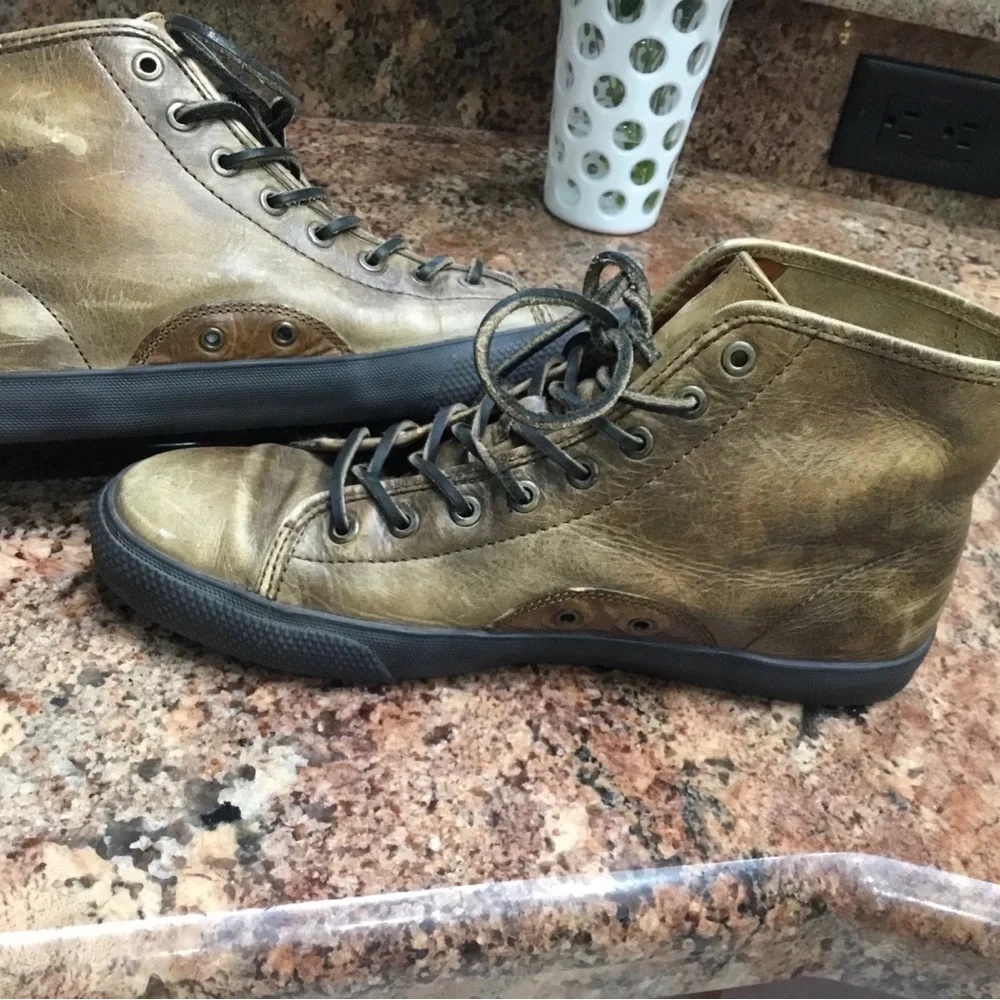Men's FRYE Chambers High Distressed Lace-Up Sneakers SZ 8
